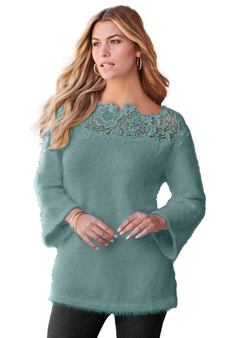 Eyelash Lace Neck Sweater