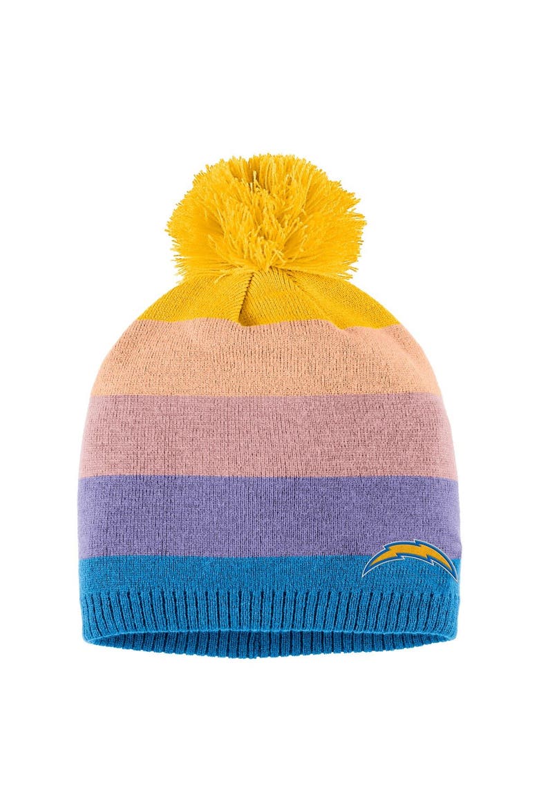 Women's WEAR by Erin Andrews Gold Los Angeles Chargers Ombre Pom Knit Hat and Scarf Set, Alternate, color, Gold
