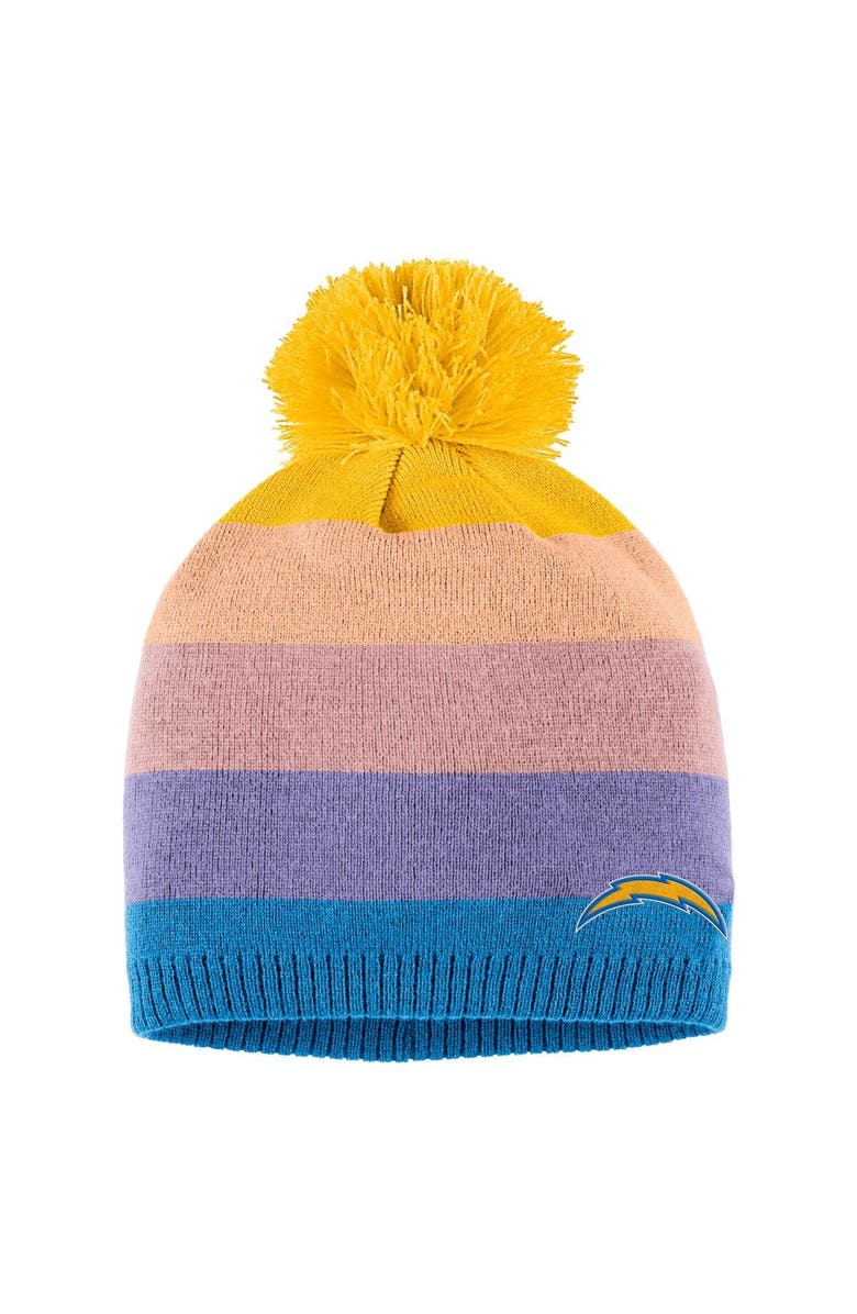 WEAR by Erin Andrews Women's WEAR by Erin Andrews Gold Los Angeles Chargers Ombre Pom Knit Hat and Scarf Set, Alternate, color, 