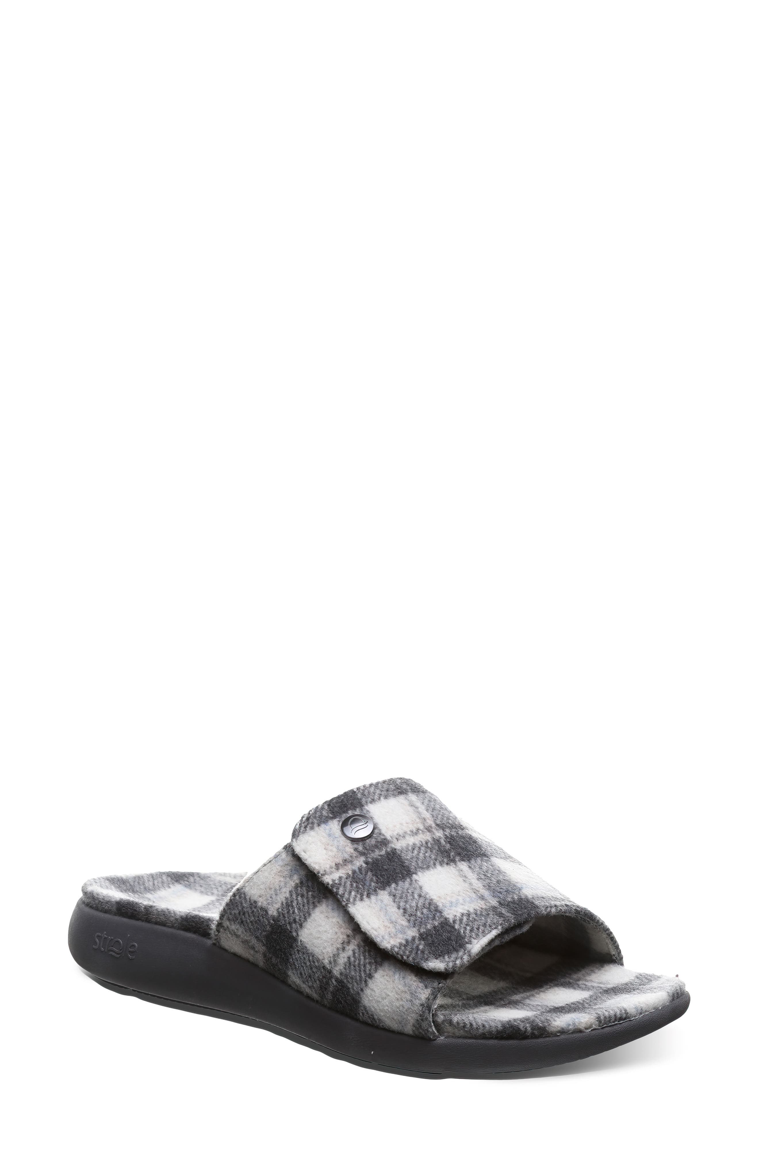 STROLE Den Tartan Wool Slide Sandal, Main, color, 