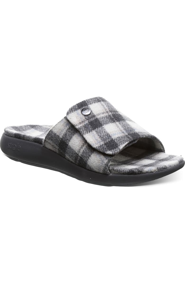 STROLE Den Tartan Wool Slide Sandal, Main, color,