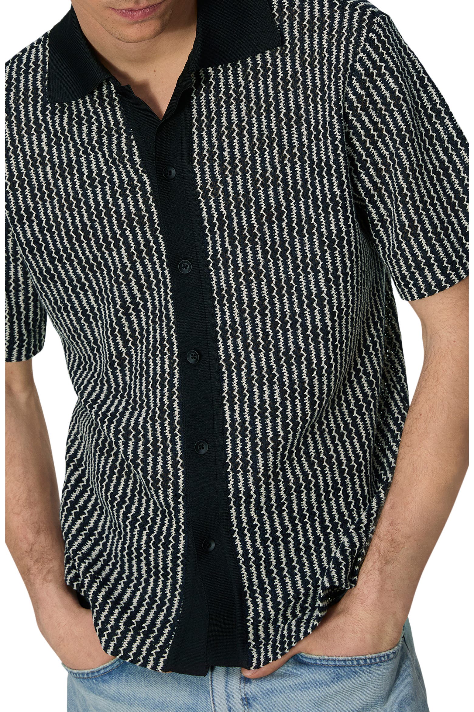 Short Rags rag & bone Payton Short Sleeve Knit Button-Up Shirt (Men) | Nordstromrack