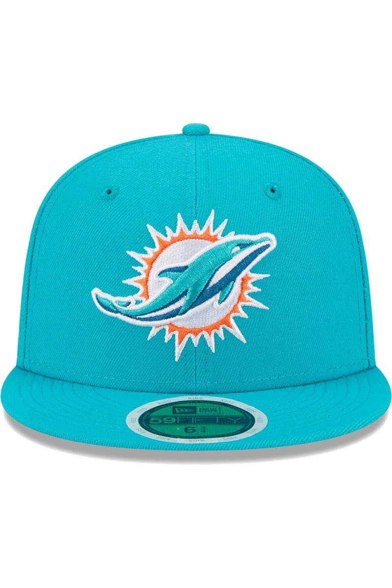 Youth New Era Aqua Miami Dolphins  Main 59FIFTY Fitted Hat, Alternate, color, Aqua