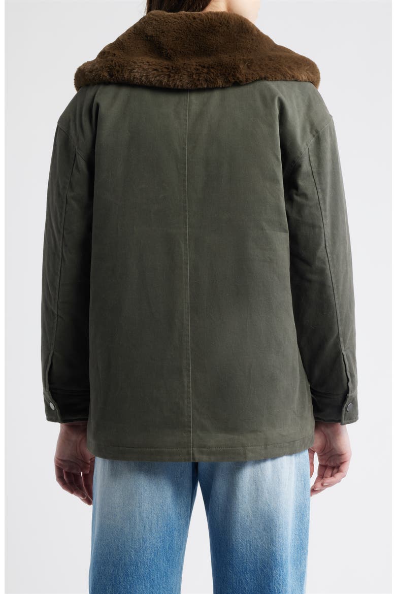 Tessuto Waxed Cotton Jacket with Removable Faux Fur Collar, Alternate, color, UMBER