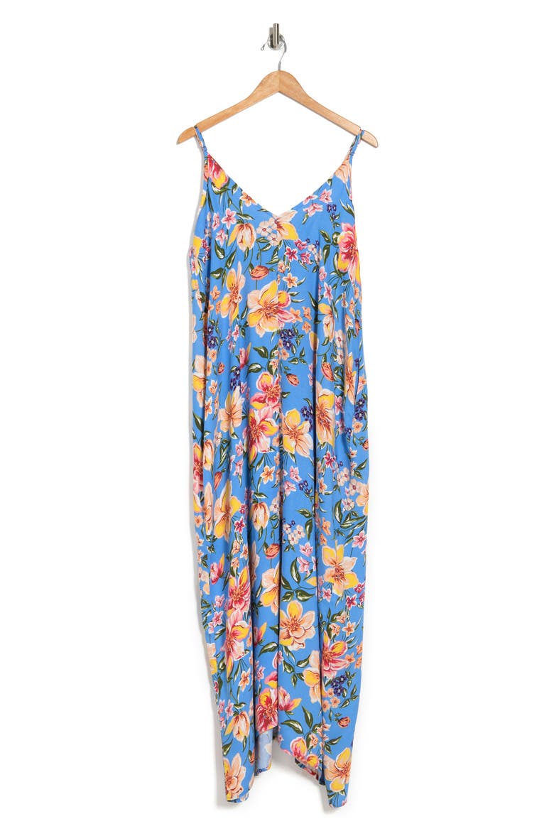 Printed Gauze Maxi Dress, Alternate, color, BLUE/ YELLOW