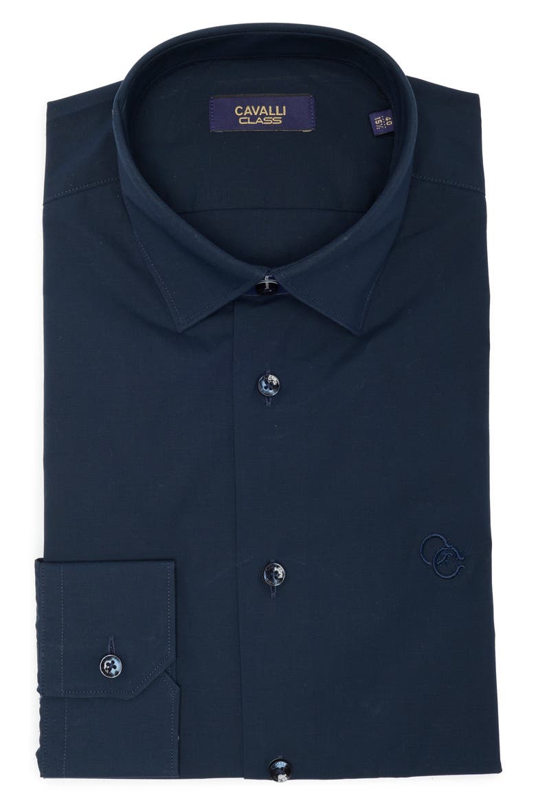 Slim Fit Stretch Cotton Dress Shirt, Alternate, color, NAVY