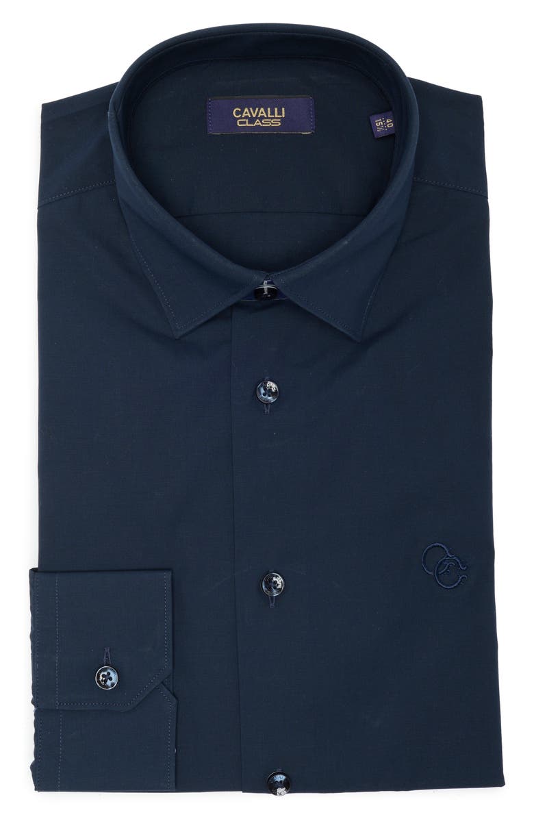 Cavalli Class Slim Fit Stretch Cotton Dress Shirt, Alternate, color, Navy