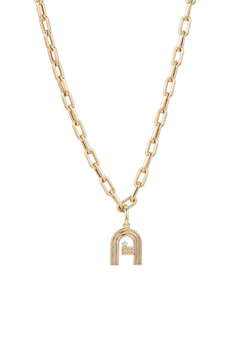 Initial Diamond Pendant Necklace, Main, color, YELLOW GOLD