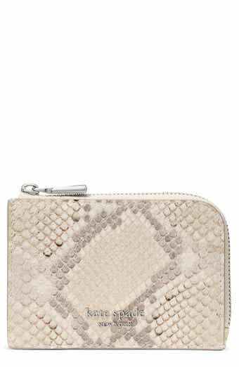 mini snake embossed leather zip card case