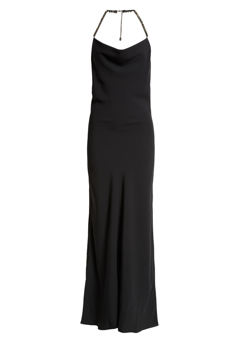 Crystal Embellished Halter Cocktail Dress, Alternate, color, BLACK