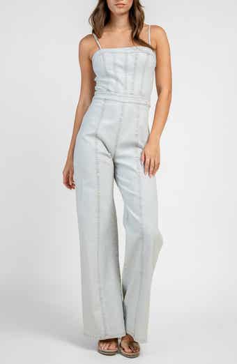Square Neck Denim Jumpsuit