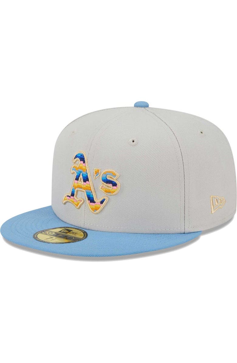 New Era Men's New Era Natural Oakland Athletics Beach Front 59FIFTY Fitted Hat, Main, color, 