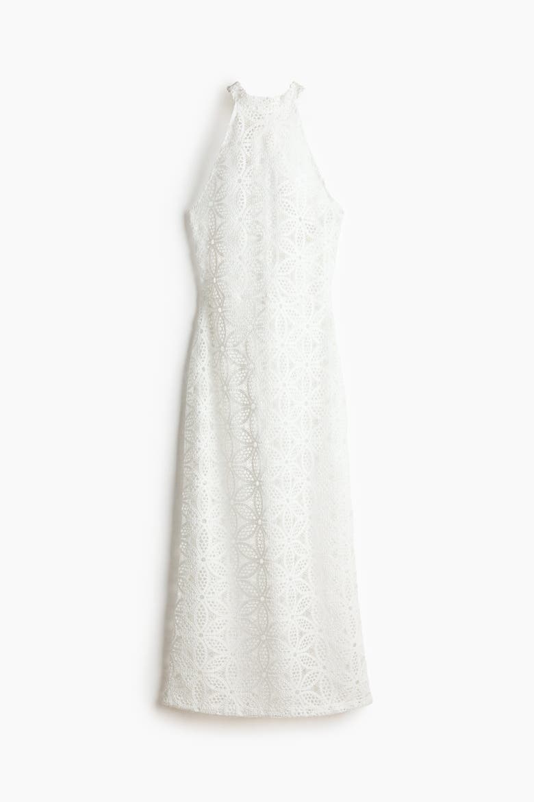 Lace Halterneck Dress, Alternate, color, Ivory