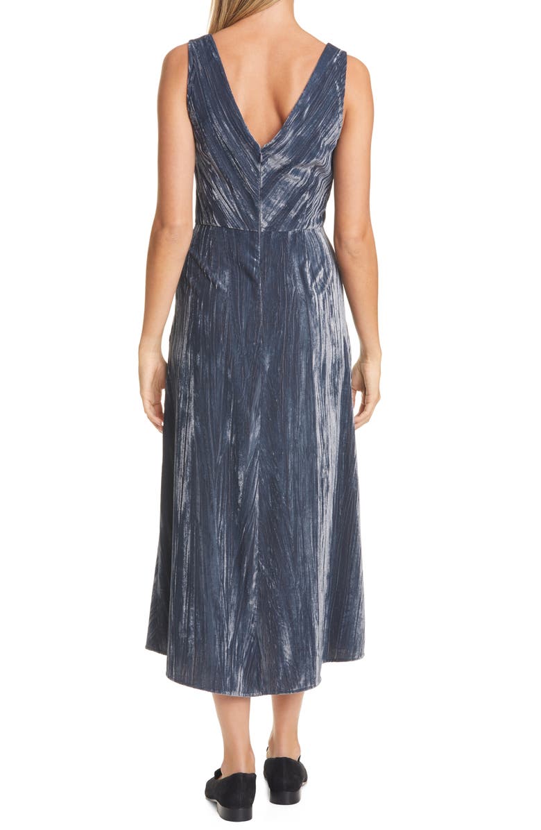 Vince Ruched Textured Velvet Sleeveless Dress, Alternate, color,