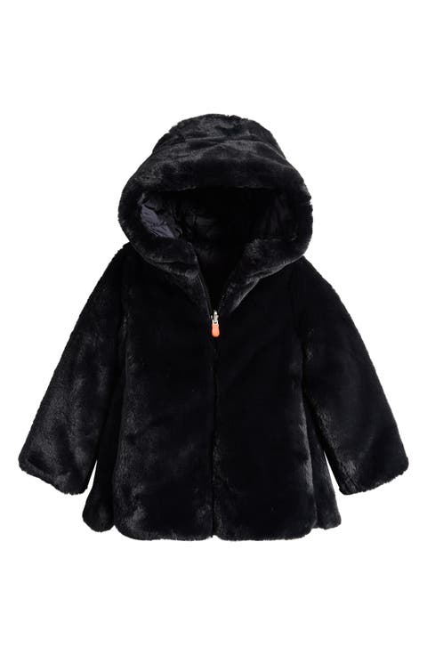 Kids' Flora Reversible Hooded Faux Fur Coat (Toddler, Little Kid & Big Kid)