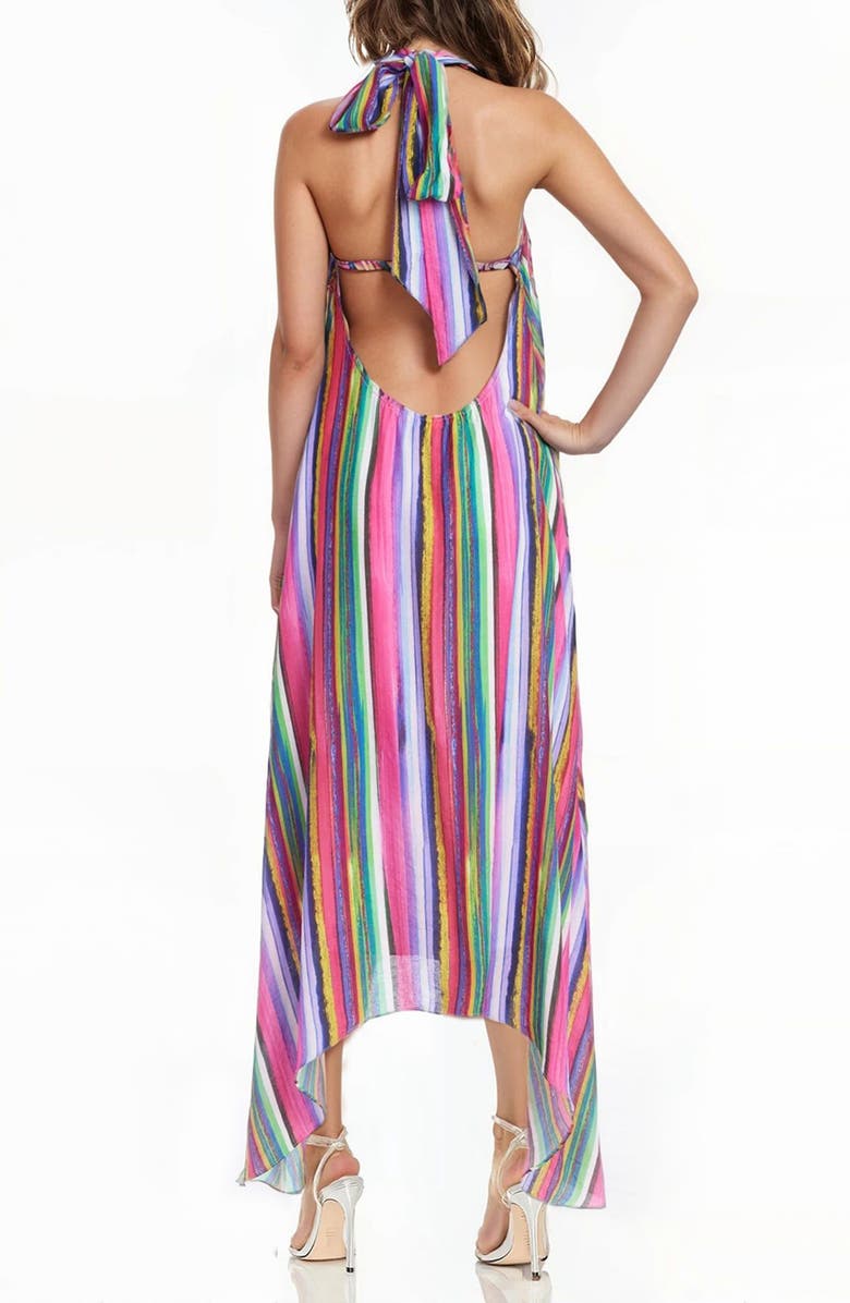 Jewel Badgley Mischka Stripe Shark-Bite Hem Sundress, Alternate, color, Green Multi