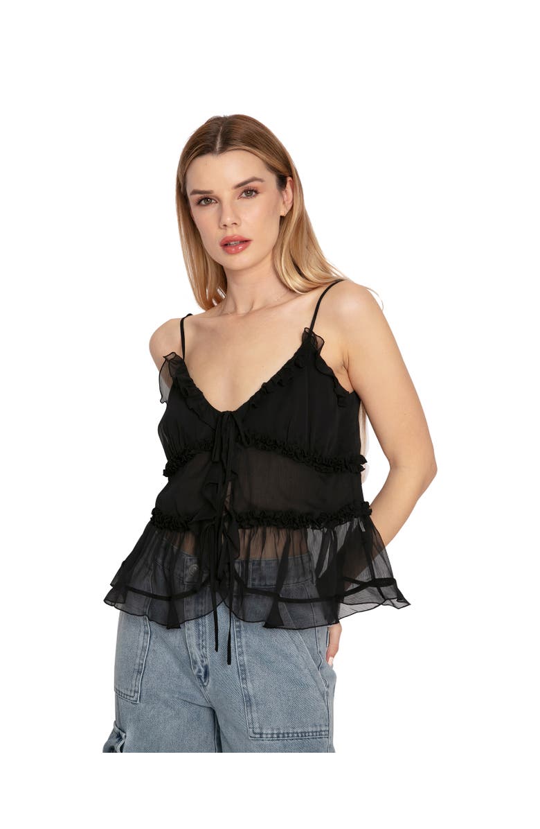 Belle & Bloom Heart Of Glass Chiffon Cami, Main, color, Black