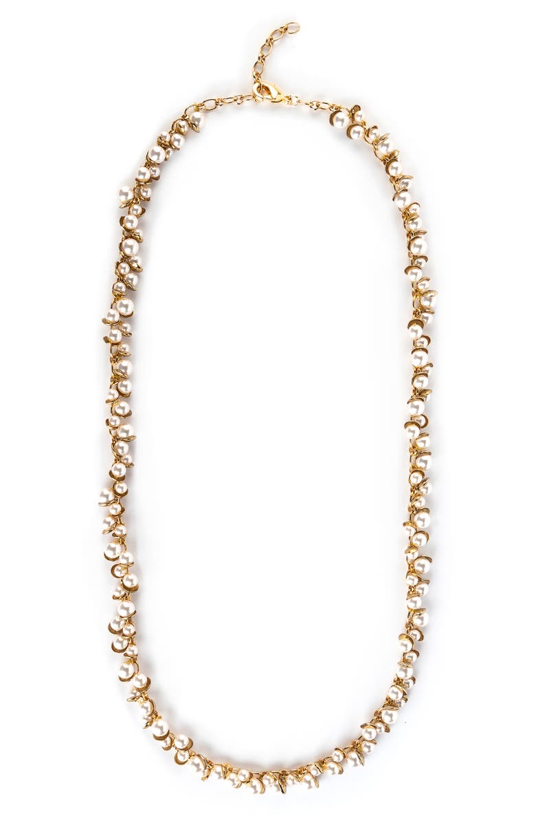 Deepa Gurnani Nani Faux Pearl Necklace, Main, color, Gold