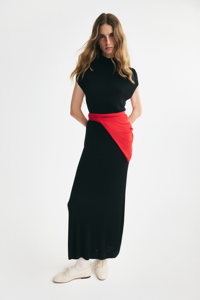 Fine-Knit Mock Turtleneck Dress, Alternate, color, Black