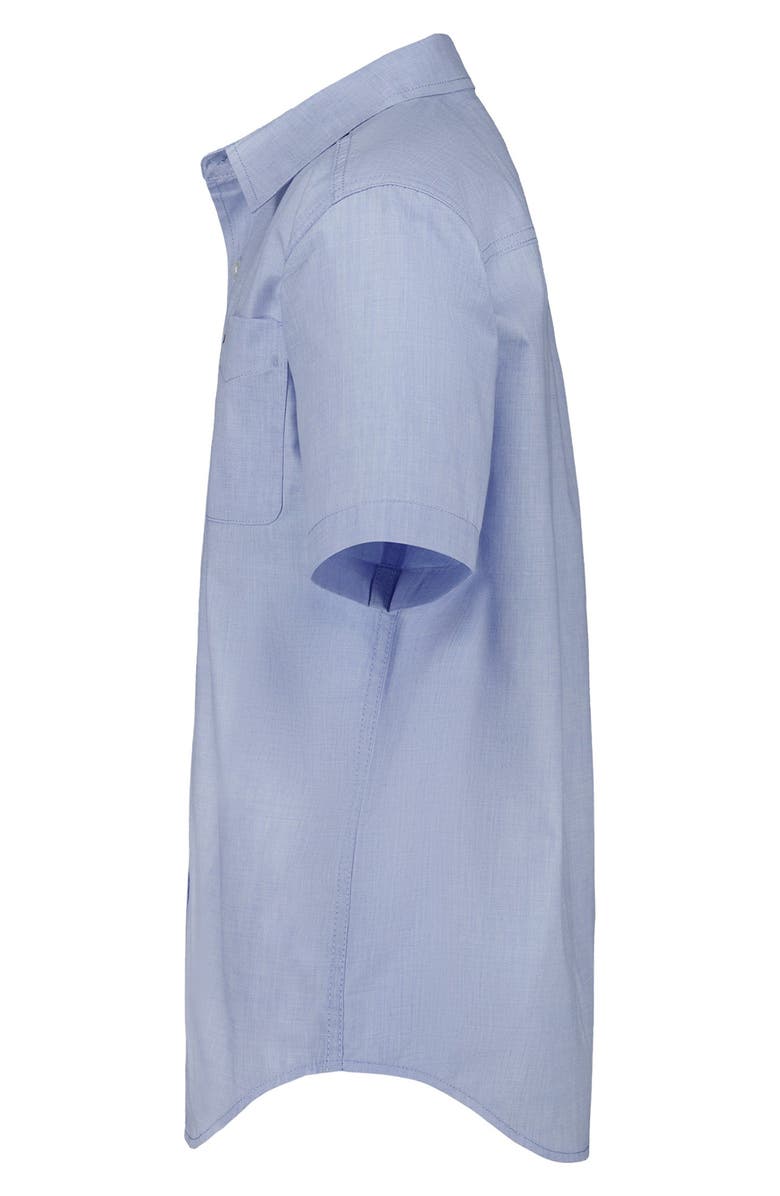 Tommy Hilfiger Kids' End on End Short Sleeve Button-Up Shirt, Alternate, color, Spring Blue