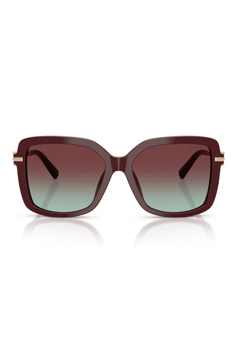 55mm Square Sunglasses, Main, color, BURGUNDY / AZURE BURGUNDY