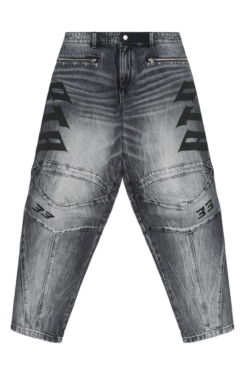 RtA Alwin Tapered Straight Leg Moto Jeans, Main, color, Ash Faded