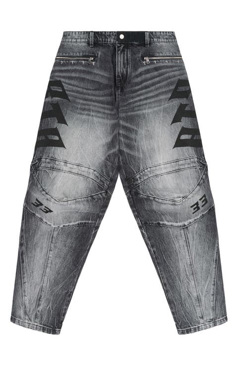 Alwin Tapered Straight Leg Moto Jeans (Ash Faded)