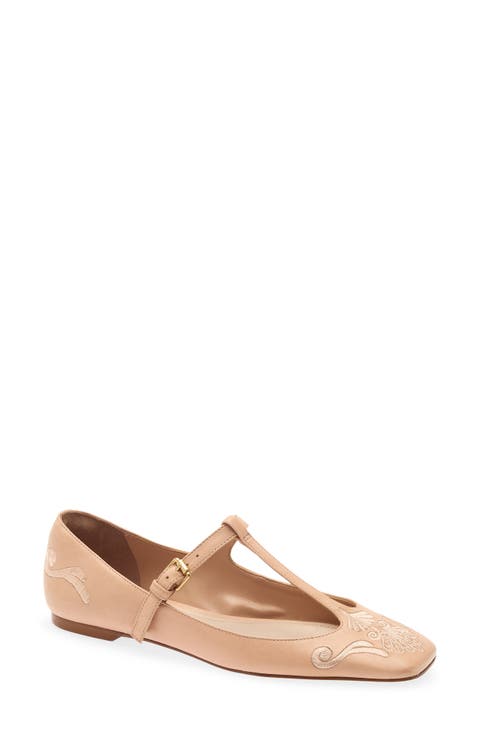 Rechillieu T-Strap Leather Flat