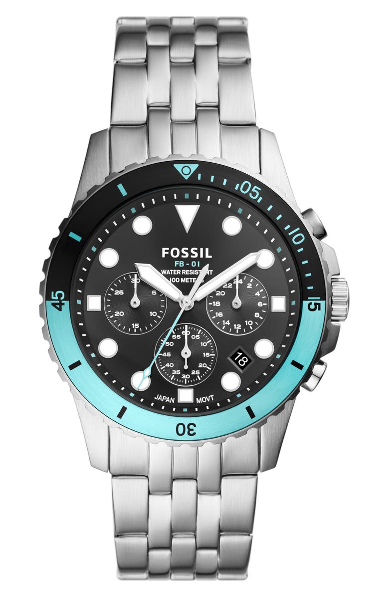 Fossil FB-01 Chronograph Bracelet Watch, 42mm, Main, color,