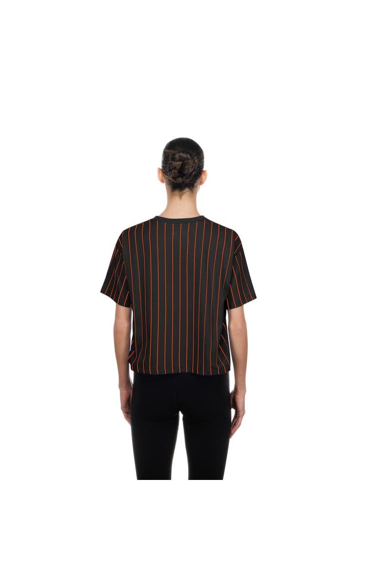 New Era Women's New Era Black San Francisco Giants Throwback Meshback Pinstripe Boxy T-Shirt, Alternate, color, Black