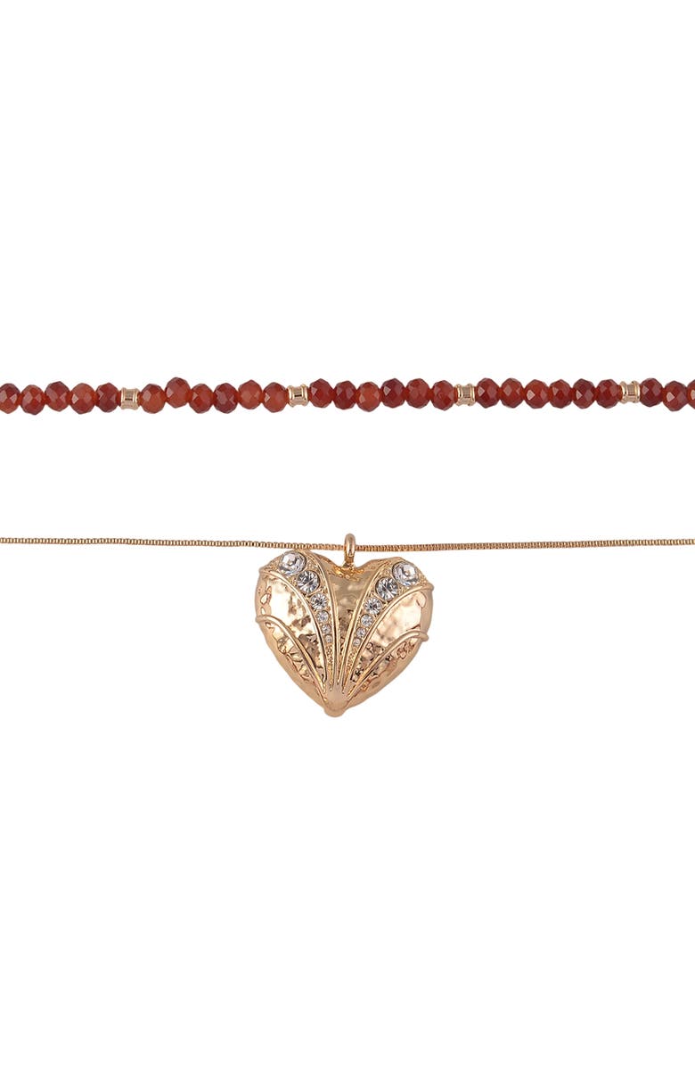 Rachel Roy Heart Pendant Layered Necklace, Alternate, color, Red