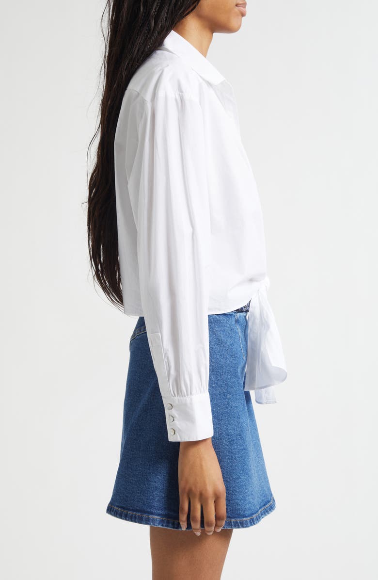 Cinq à Sept Marianna Beaded Floral Appliqué Tie Front Shirt, Alternate, color, White