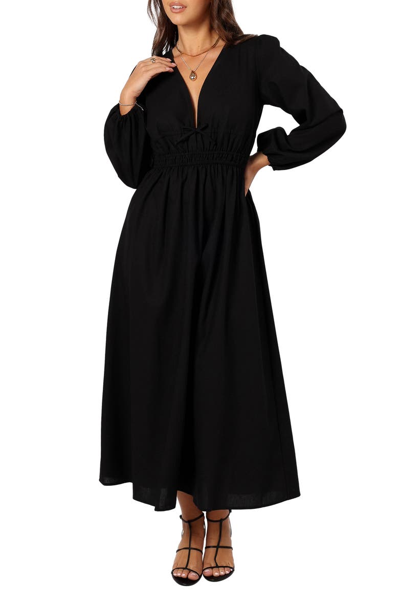 Cece Long Sleeve Maxi Dress, Main, color, BLACK