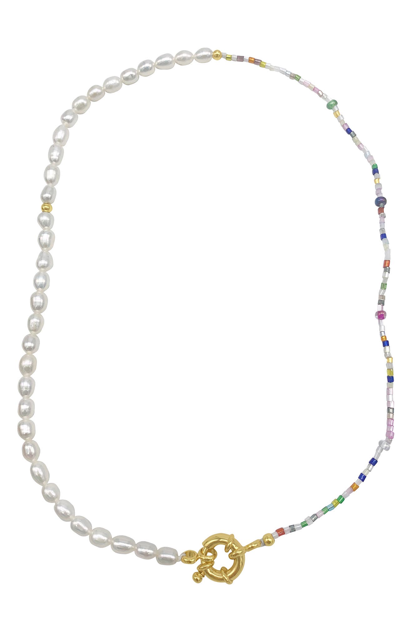 Adornia Half Seed Bead Half Faux Pearl Necklace (Women) | Nordstromrack