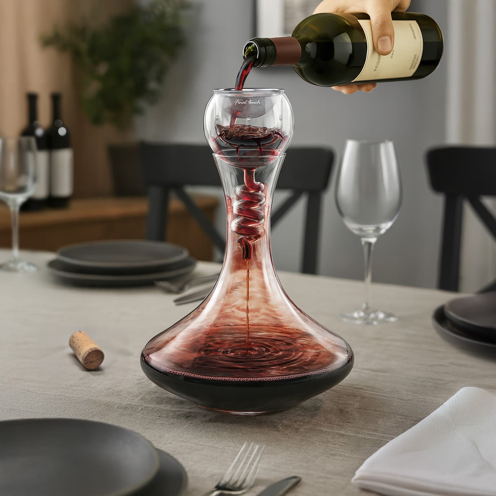Final Touch Twister Glass Aerator & Decanter - Thumbnail 3