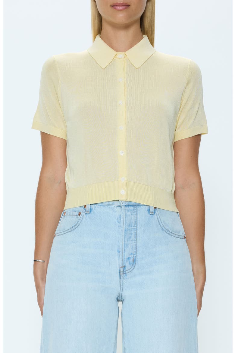 Lucca Short Sleeve Button-Up Knit Top, Main, color, PALE YELLOW