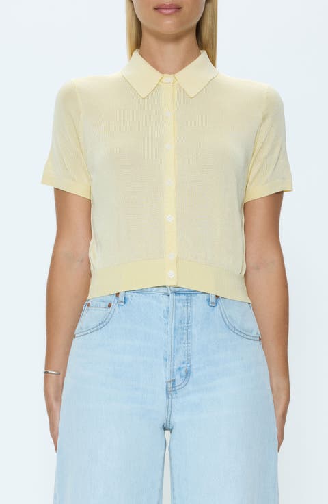 Lucca Short Sleeve Button-Up Knit Top
