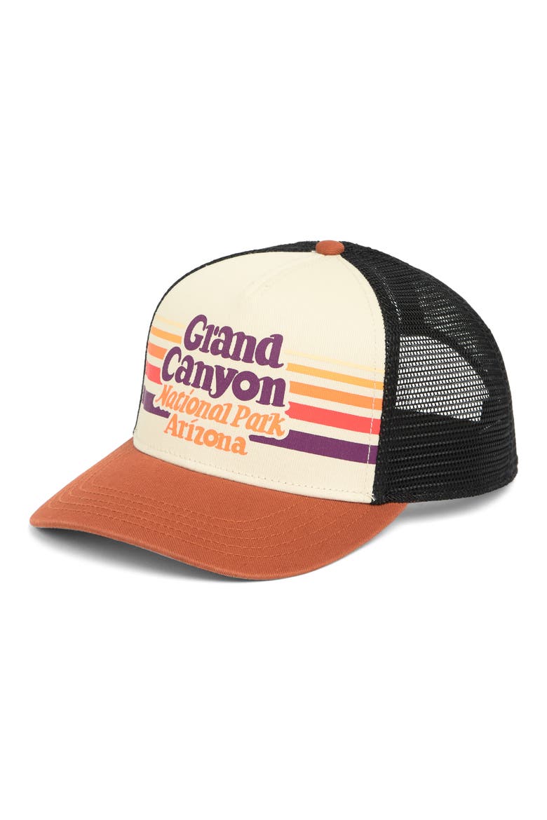 Sinclair Grand Canyon Trucker Hat, Main, color, BLACK-IVORY-DESERT O