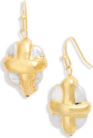 Karine Sultan Wrapped Pearl Drop Earrings