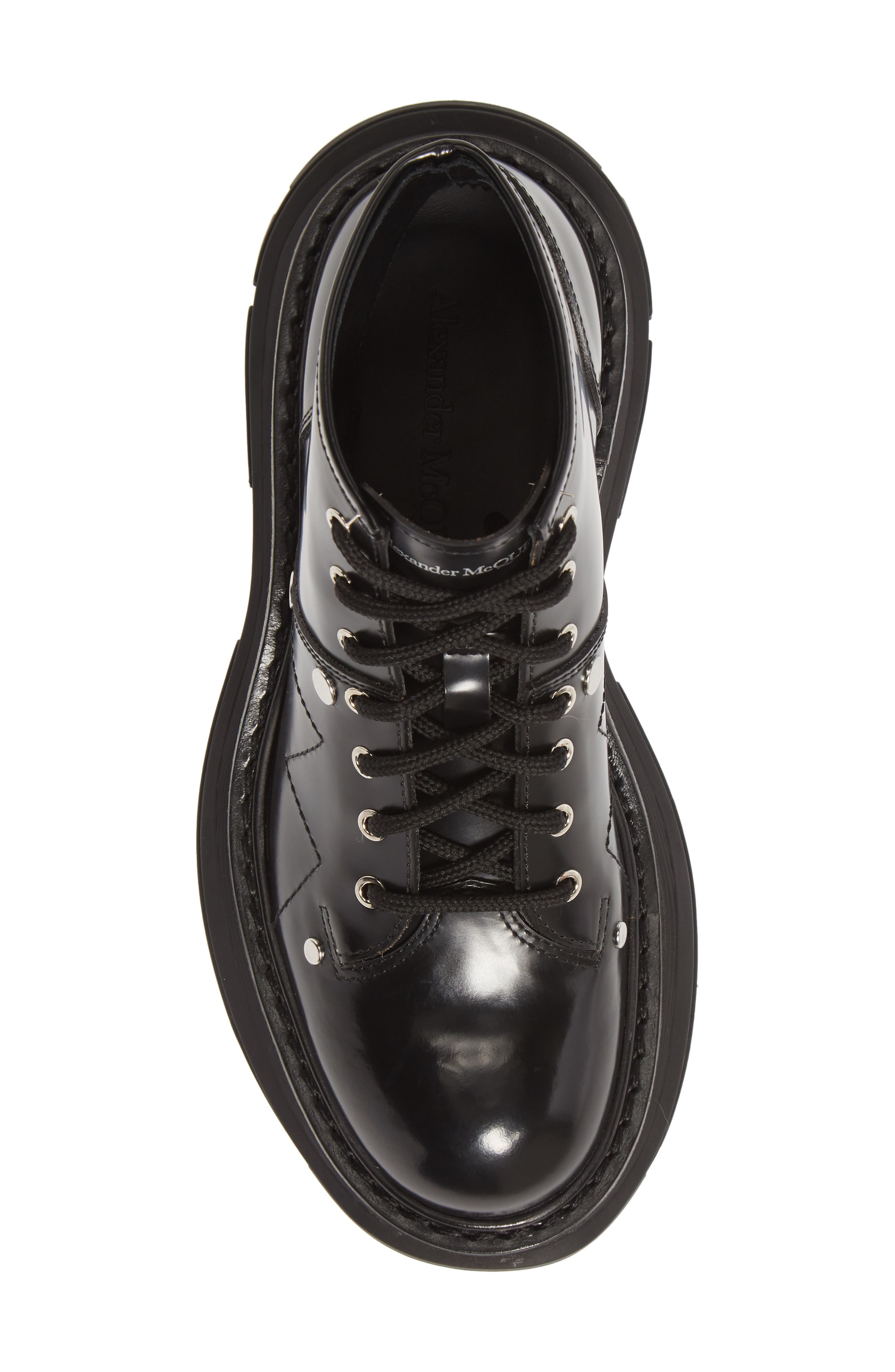 Alexander McQueen Lace-Up Lug Sole Hiker Boot, Alternate, color, BLACK SILVER