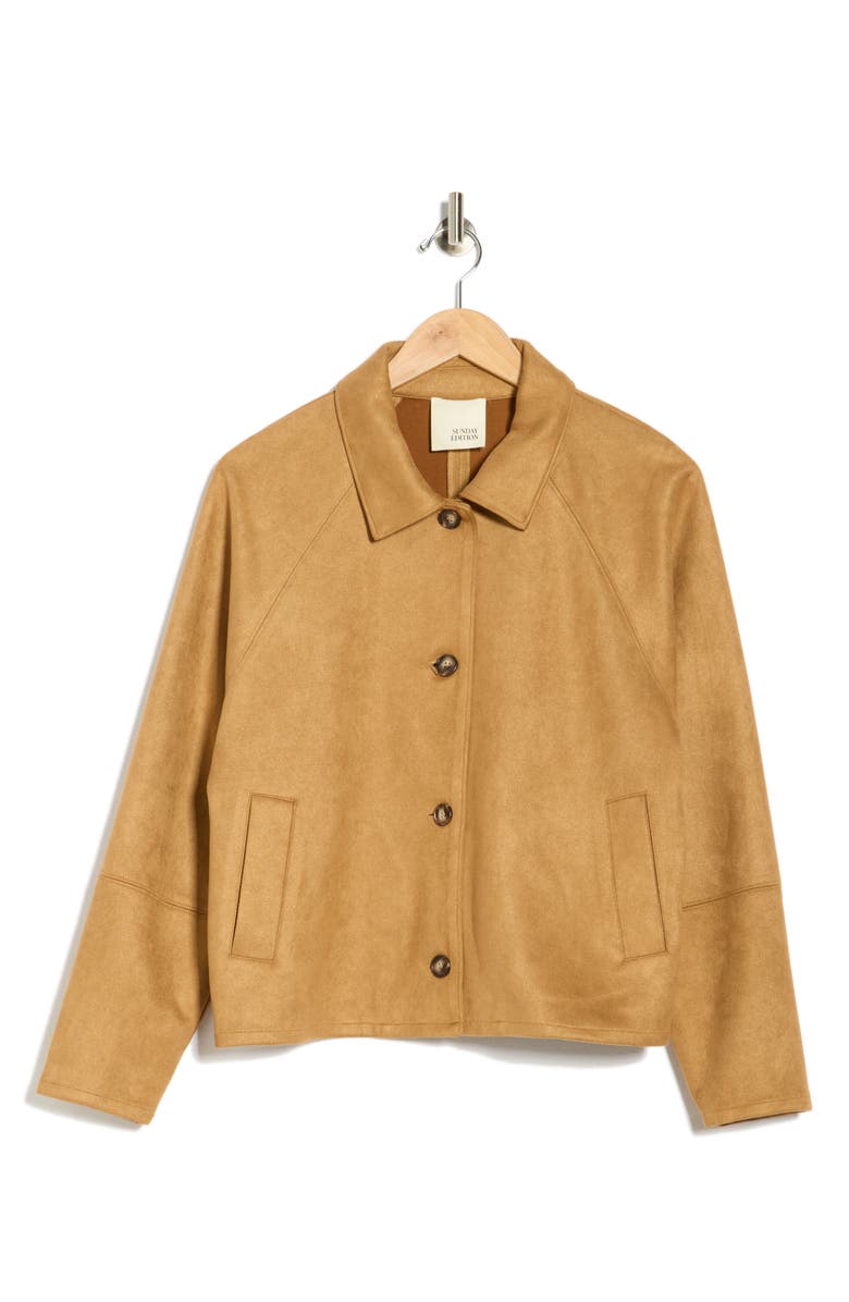 SUNDAY EDITION Faux Suede Jacket, Alternate, color, Tan