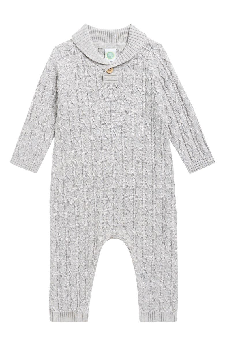 Little Me Diamond Stitch Sweater Knit Romper, Main, color, Heather Gray