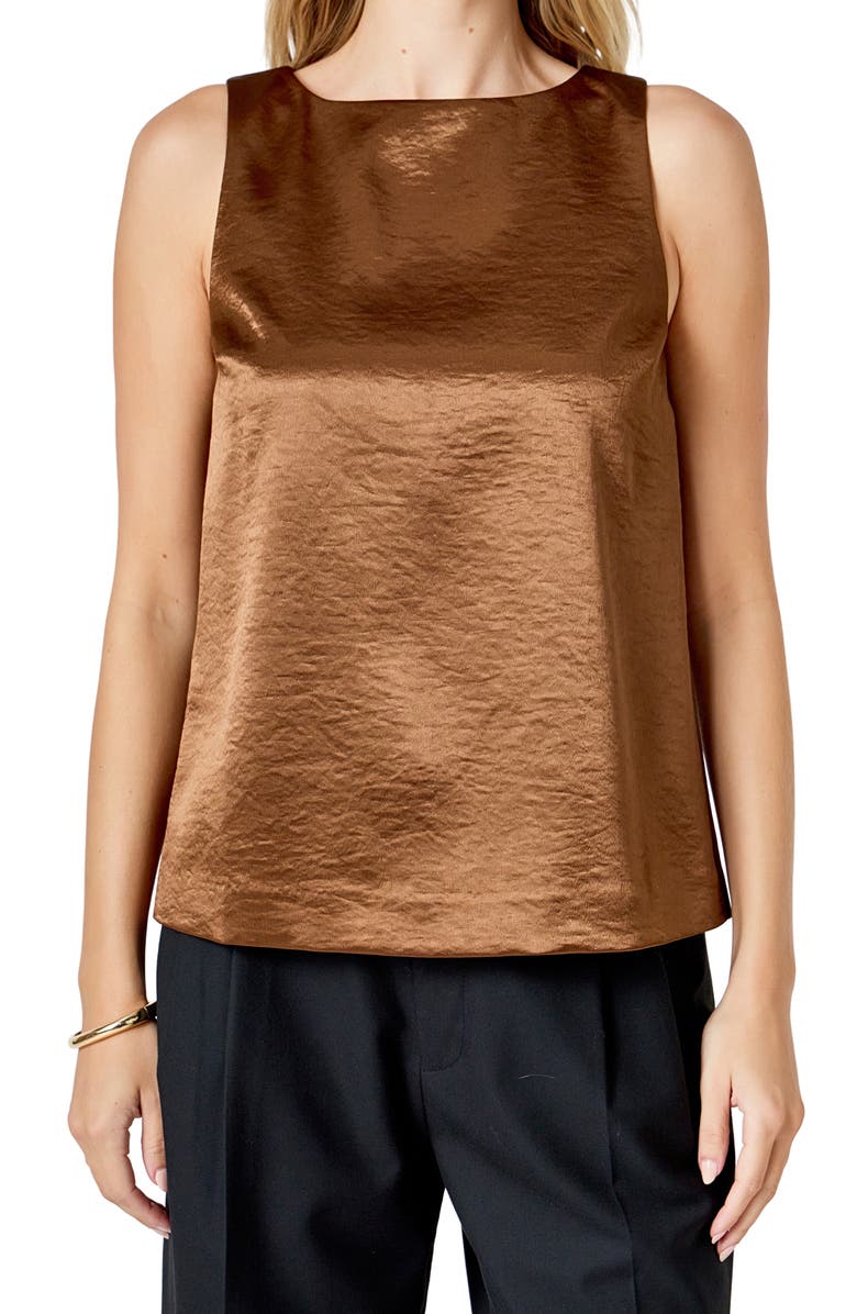 Endless Rose Satin Velvet Sleeveless Top, Alternate, color, Chocolate
