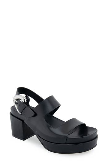 Shop Aerosoles Clarkson Platform Sandal In Black Leather