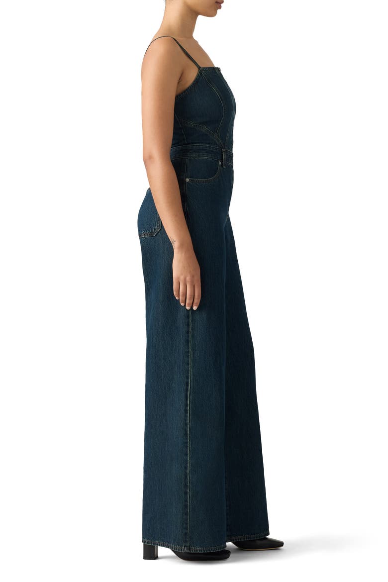 Seamed Denim Jumpsuit, Alternate, color, CASH OUT STONE