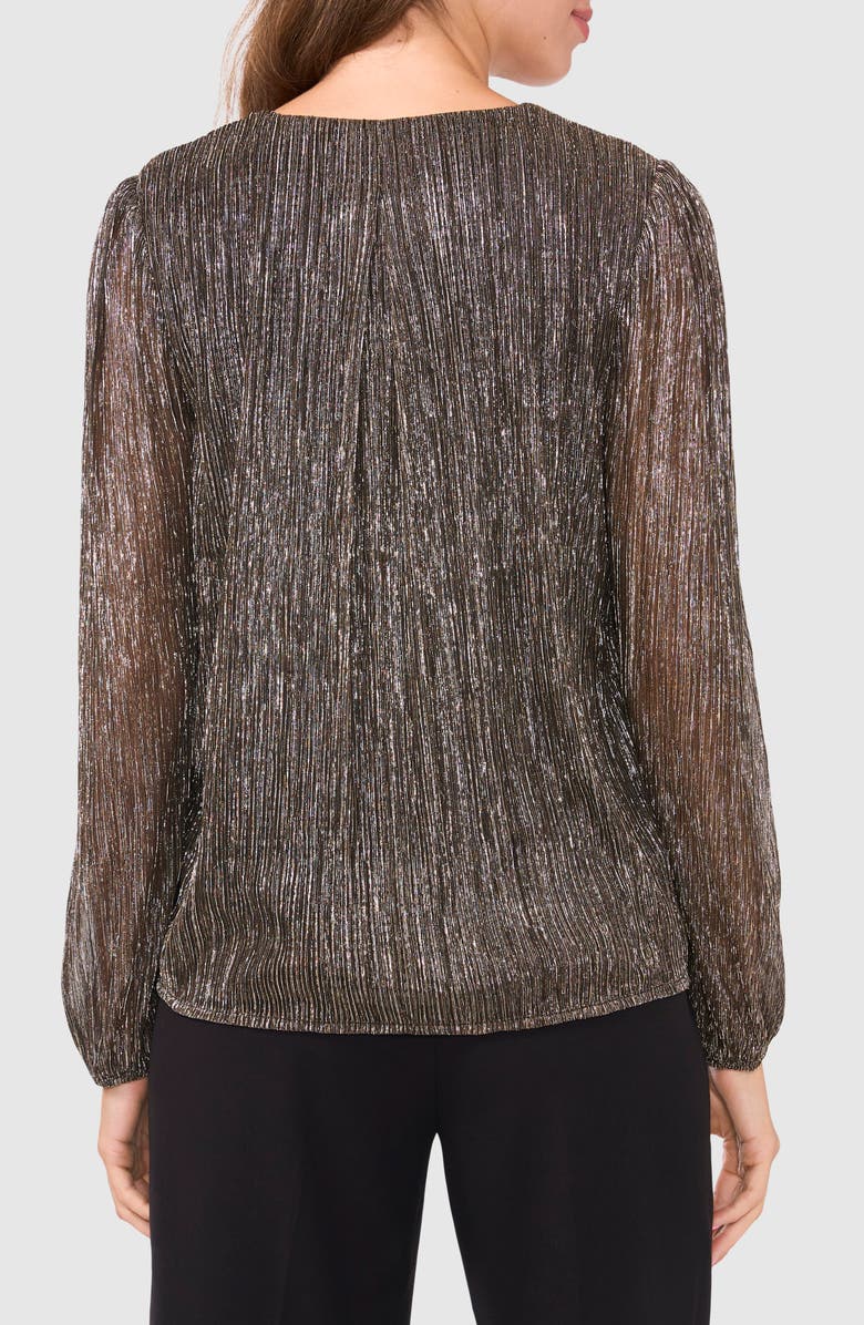 Halogen<sup>®</sup> Metallic Plissé V-Neck Top, Alternate, color, 