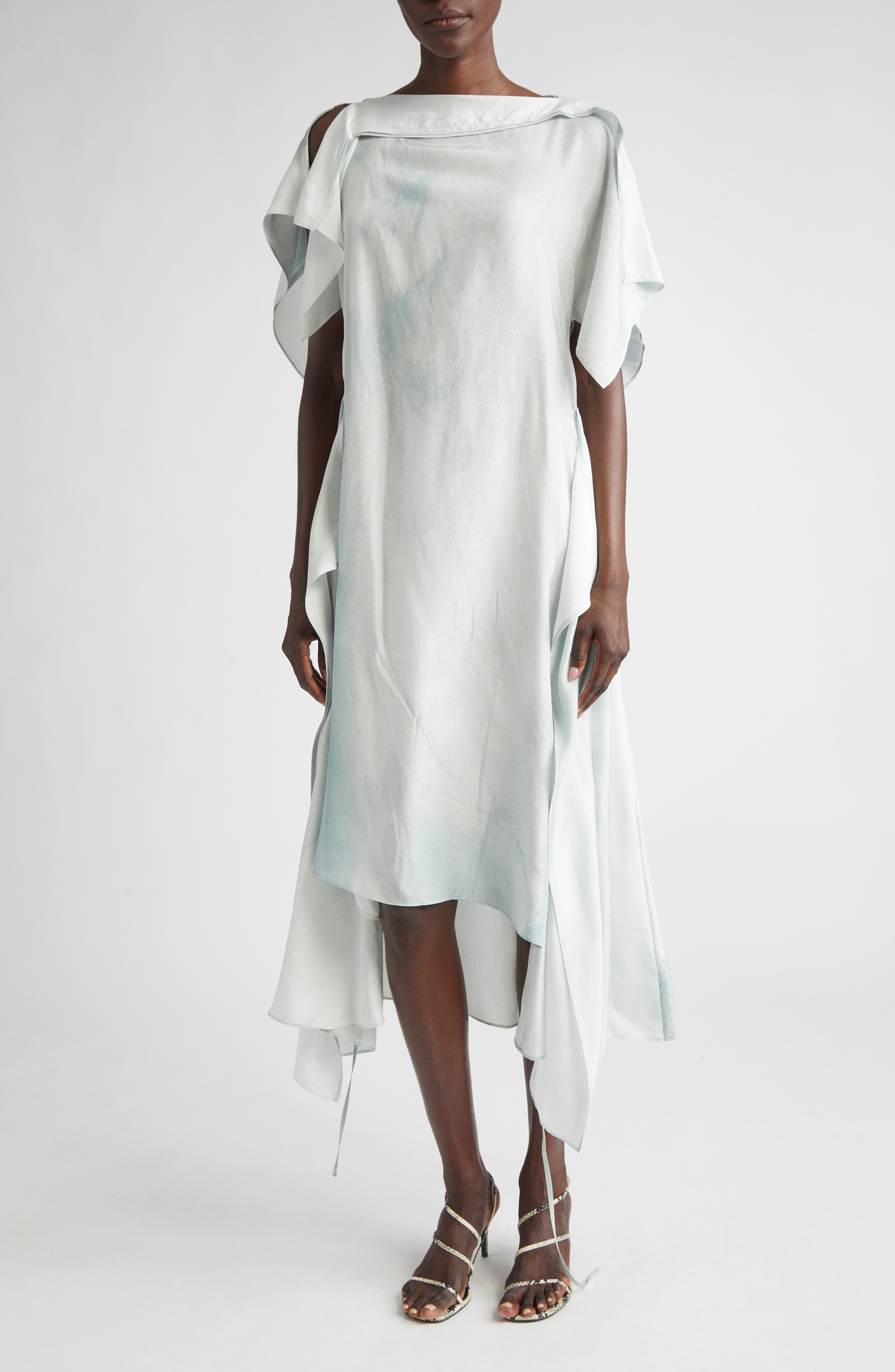 Silk Habotai High-Low Wrap Dress