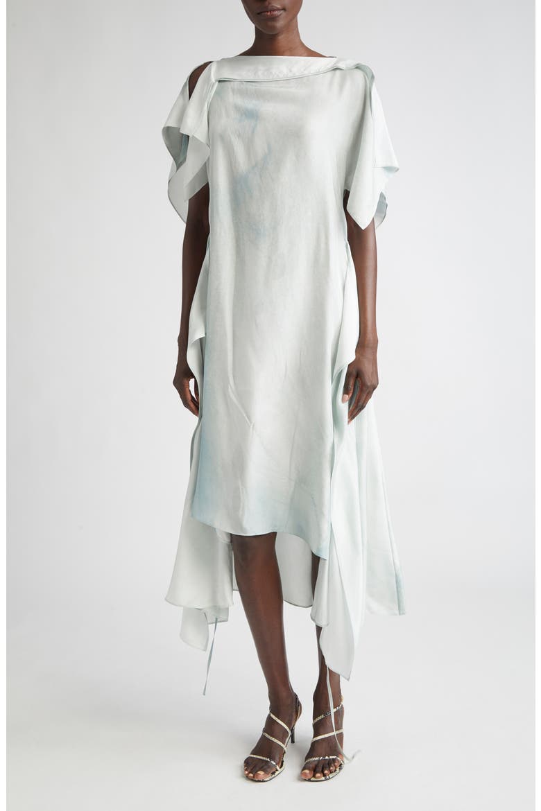 Silk Habotai High-Low Wrap Dress, Main, color, ICE WASH