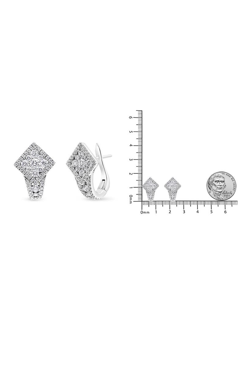 Haus of Brilliance 18K White Gold 1 1/10 Cttw Round Diamond Cluster with Halo Hoop Huggie Earring, Alternate, color, White