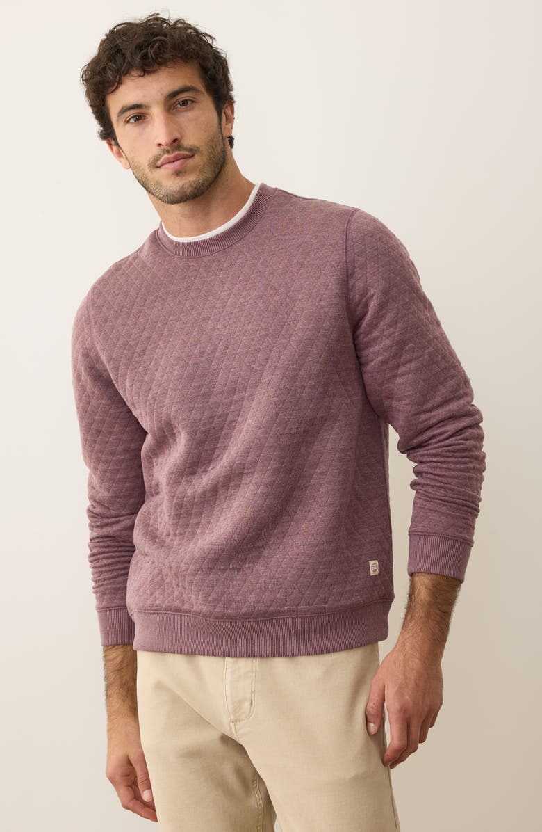 Marine Layer Corbet Quilted Crewneck Sweatshirt, Alternate, color, Plum Steel
